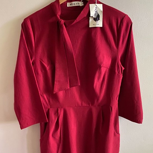 NWT Retro Pin up Rockabilly 50's style Body Con Sexy as Heck Red Dress size L - Picture 5 of 5